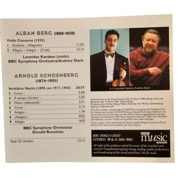 Berg Violin Concerto CD Leonidas Kavakos & BBC Music Symphony Orchestra 37730cd - Picture 2 of 2